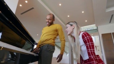 Black dude works this young blonde's pussy harder than ever in insane action