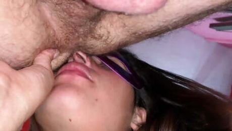 My dirty girlfriend loves to sniff and lick my hairy ass while she goes to pee in a cheap motel