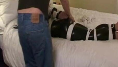 Bondage Brutal Hogtie in Catsuit
