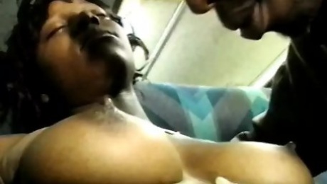 Black stud gets his huge cock sucked by ebony slut on the back seat of a bus