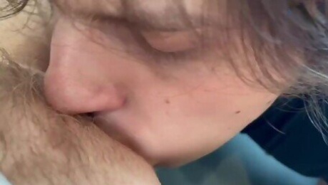 I licked my pregnant wife's hairy vagina and cum inside