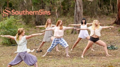 Outdoor Yoga Lesson With Lesbian Aussies